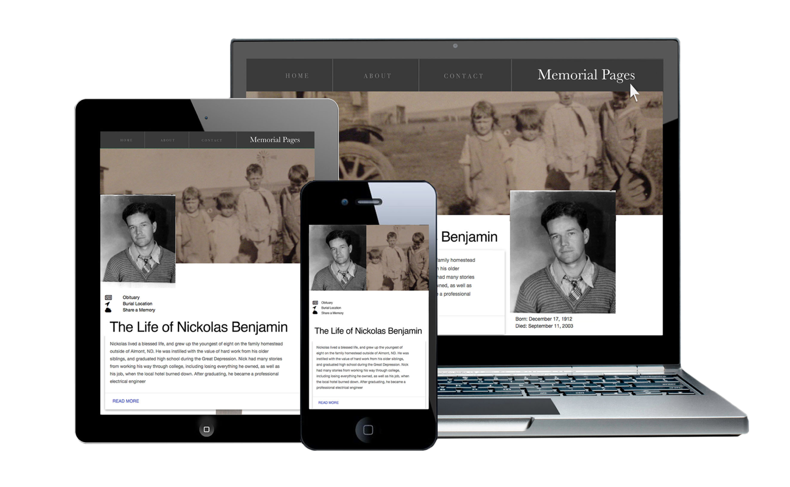memorial-pages Remember My Journey memorial pages example view